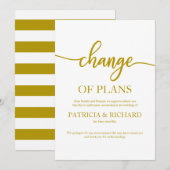 Invitation Changement De Plans Mariage Reporté Annulé Or (Devant / Derrière)