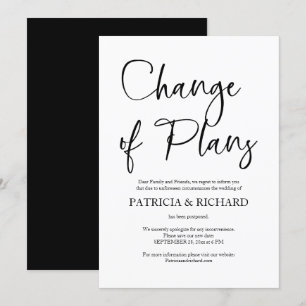 Invitation Changement De Plans Mariage Simple Reporté