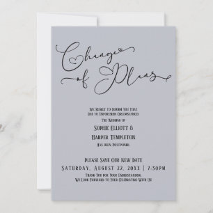 Invitation Changement de plans, nouvelle date de mariage bleu