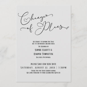 Invitation Changement de plans, nouvelle date de mariage gris