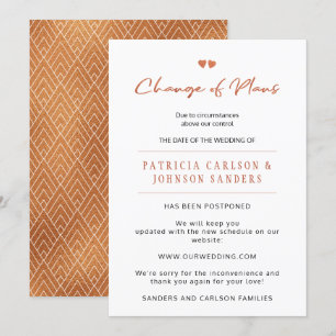 Invitation Changement de plans report de l'annonce de mariage