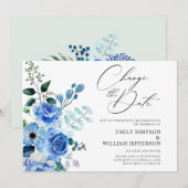 Invitation Changement De Plans Reporté Dusty Blue Foliage (Devant / Derrière)