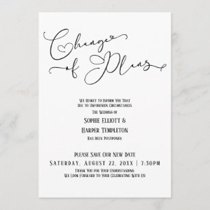 Invitation Changement de plans, simple, nouvelle date de mari