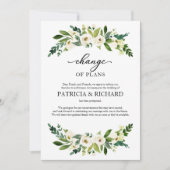 Invitation Changement de plans verdure Report de mariage (Devant)