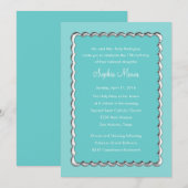 Invitation Changement de Quinceanera Bleu Toute couleur Argen (Devant / Derrière)