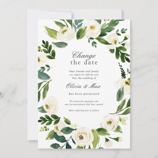 Invitation Changement de verdure Report de la date du mariage (Devant)