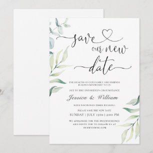 Invitation Changement Élégant de Date Aquarelle Moderne
