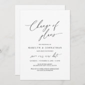 Invitation Changement minimal simple des plans, mariage repor (Devant / Derrière)