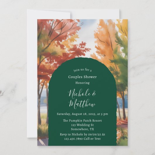 Invitation Changement rustique de la douche Feuille Couples (Devant)