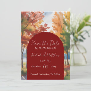 Invitation Changement rustique des feuilles, save the date