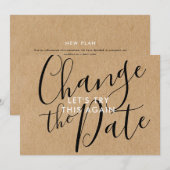 Invitation Changement Rustique Reporté Annulé Script (Devant / Derrière)