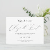 Invitation Changement Simple de Date Mariage Reporté (Debout devant)