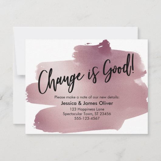 Invitation Changer est une bonne écriture Rose Gold Swash Car (Devant)