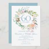 Invitation Changer la date 60e anniversaire Rose Garland (Devant / Derrière)
