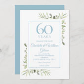 Invitation Changer la date 60e anniversaire verdure (Devant / Derrière)