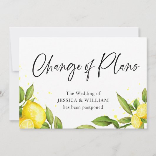 Invitation Changer la date Citrons Verdure Reporté (Devant)