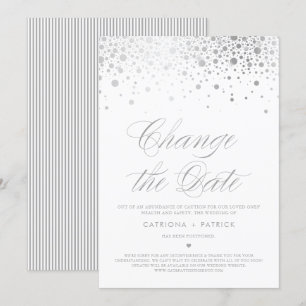 Invitation Changer la date Confetti en feuille d'argent Repor