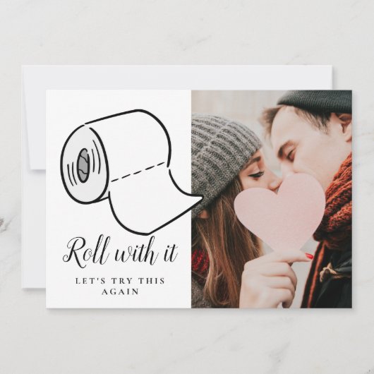 Invitation Changer la date de la photo du mariage reporté (Devant)