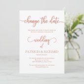 Invitation Changer la date de l'annonce de mariage or rose (Debout devant)