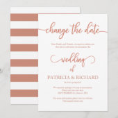 Invitation Changer la date de l'annonce de mariage or rose (Devant / Derrière)