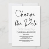 Invitation Changer la date de mariage simple reporté (Devant)