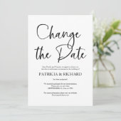 Invitation Changer la date de mariage simple reporté (Debout devant)