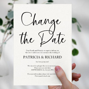 Invitation Changer la date de mariage simple reporté