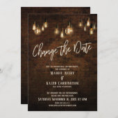 Invitation Changer la date Edison éteint Mariage reporté (Devant / Derrière)