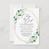 Invitation Changer la date élégante Eucalyptus reportée (Devant)