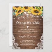 Invitation Changer la date Guirlandes de soleils rustiques (Devant)