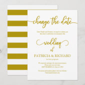 Invitation Changer la date Mariage reporté Élégant or (Devant / Derrière)