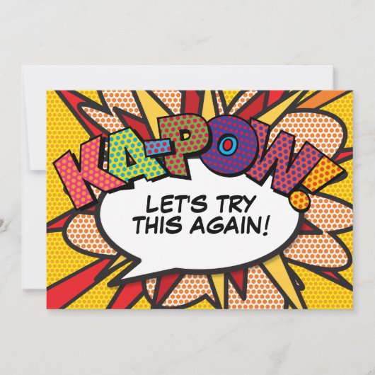 Invitation Changer la date Modern Fun Comic Book Pop Art (Devant)