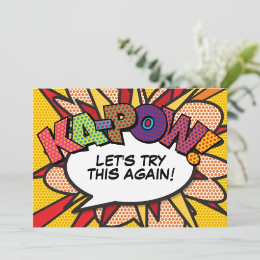 Invitation Changer la date Modern Fun Comic Book Pop Art (Debout devant)