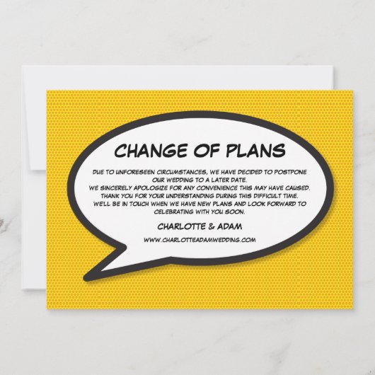 Invitation Changer la date Modern Fun Comic Book Pop Art (Dos)