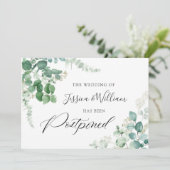 Invitation Changer la date reportée Eucalyptus aquarelle (Debout devant)