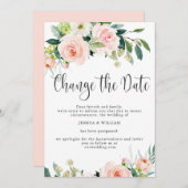 Invitation Changer la Date Roses Écarlates Mariage Reporté (Devant / Derrière)