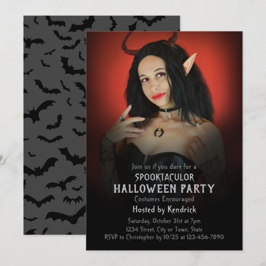 Invitation Changer Photo Halloween Costume Party (Devant / Derrière)