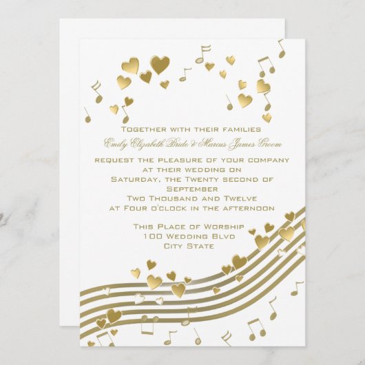 Invitation Chanson d'amour mariage (Devant / Derrière)