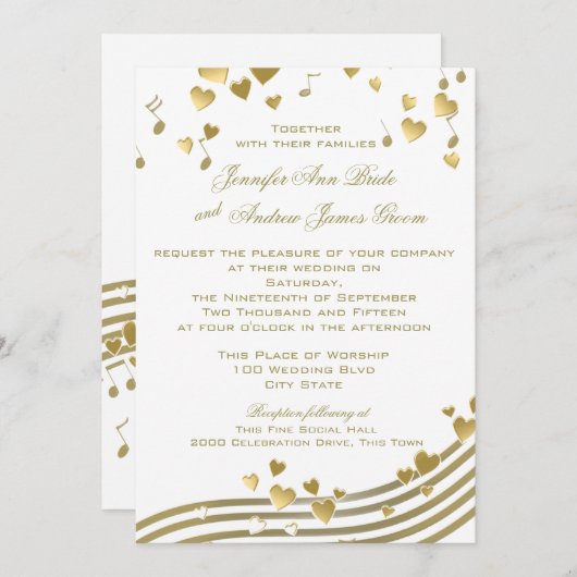 Invitation Chanson d'amour mariage (Devant / Derrière)