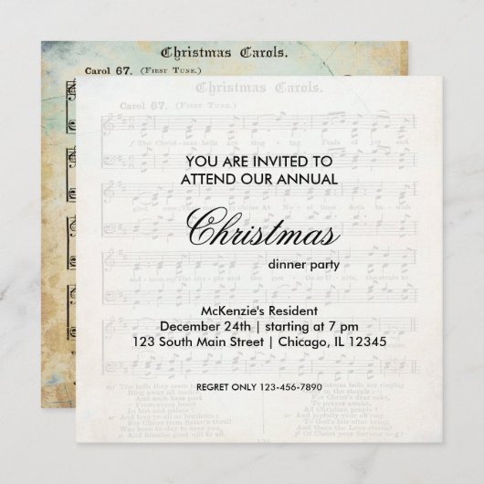 Invitation Chanson de Noël (Devant / Derrière)
