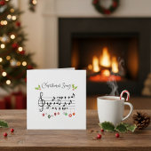 Invitation Chanson de Noël Notes de musique Oiseaux et houx