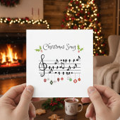 Invitation Chanson de Noël Notes de musique Oiseaux et houx