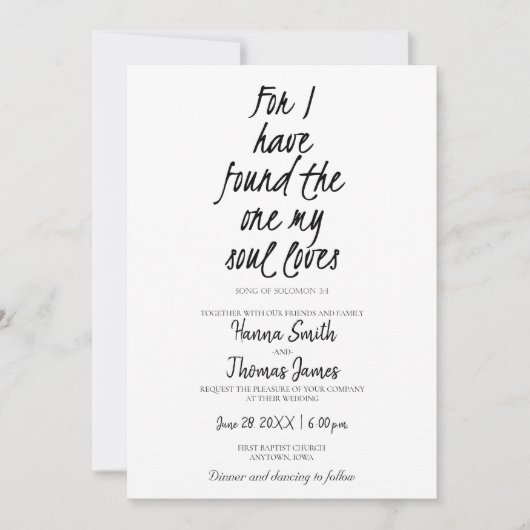 Invitation Chanson de Salomon 3:4 Trouvé Celui que mon âme ai (Devant)
