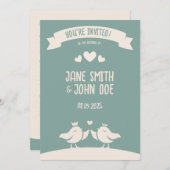 Invitation Chanson d'oiseau bleu ardoise (Devant / Derrière)