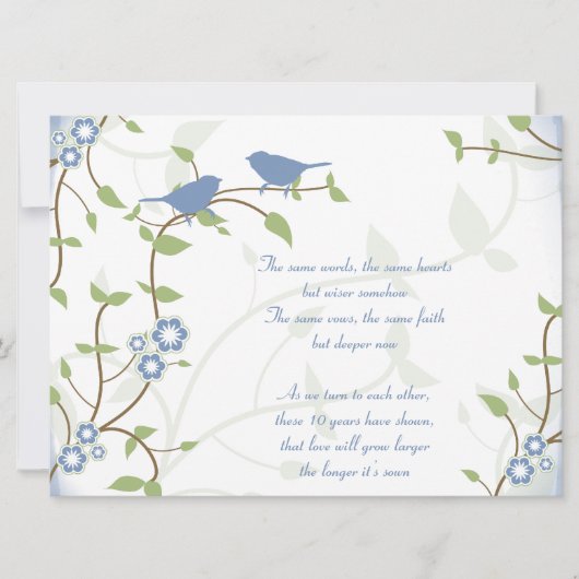 Invitation Chanson Oiseaux Mariages Anniversaire Renouvelleme (Devant)