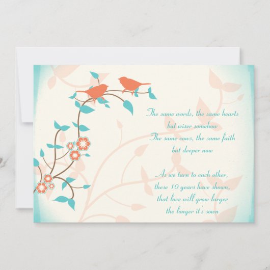 Invitation Chanson Oiseaux Mariages Anniversaire Renouvelleme (Devant)