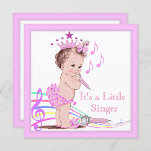 Invitation Chanter Baby shower mignonne fille rose musique