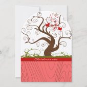 Invitation Chanter Oiseau Bois Grain Arbre Dîner de Noël (Dos)