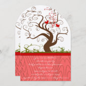 Invitation Chanter Oiseau Bois Grain Arbre Dîner de Noël (Devant / Derrière)