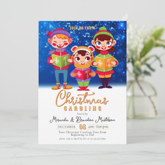 Invitation Chanteurs d'aquarelle mignonne Noël (Debout devant)